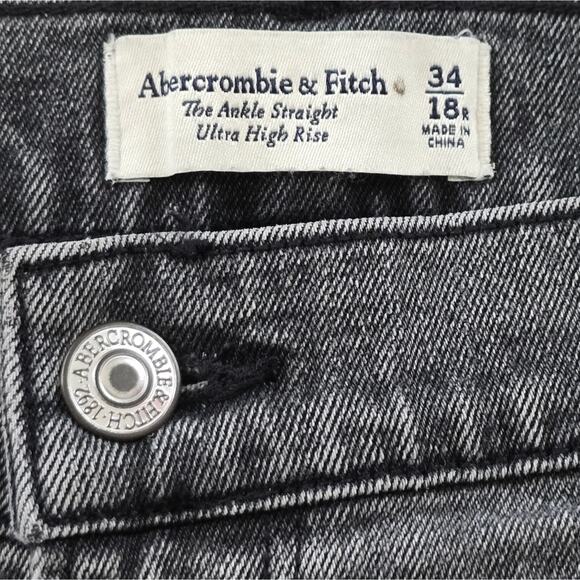 Abercrombie & Fitch‎ Curve Love Ultra High Rise Ankle Straight Jean Washed Black - Picture 10 of 11